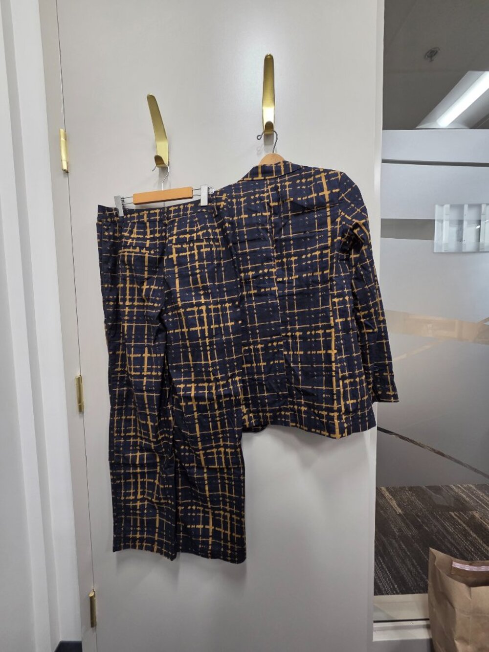 NU Denmark Navy and Gold Print Two Piece Suit - Picture 2 of 14